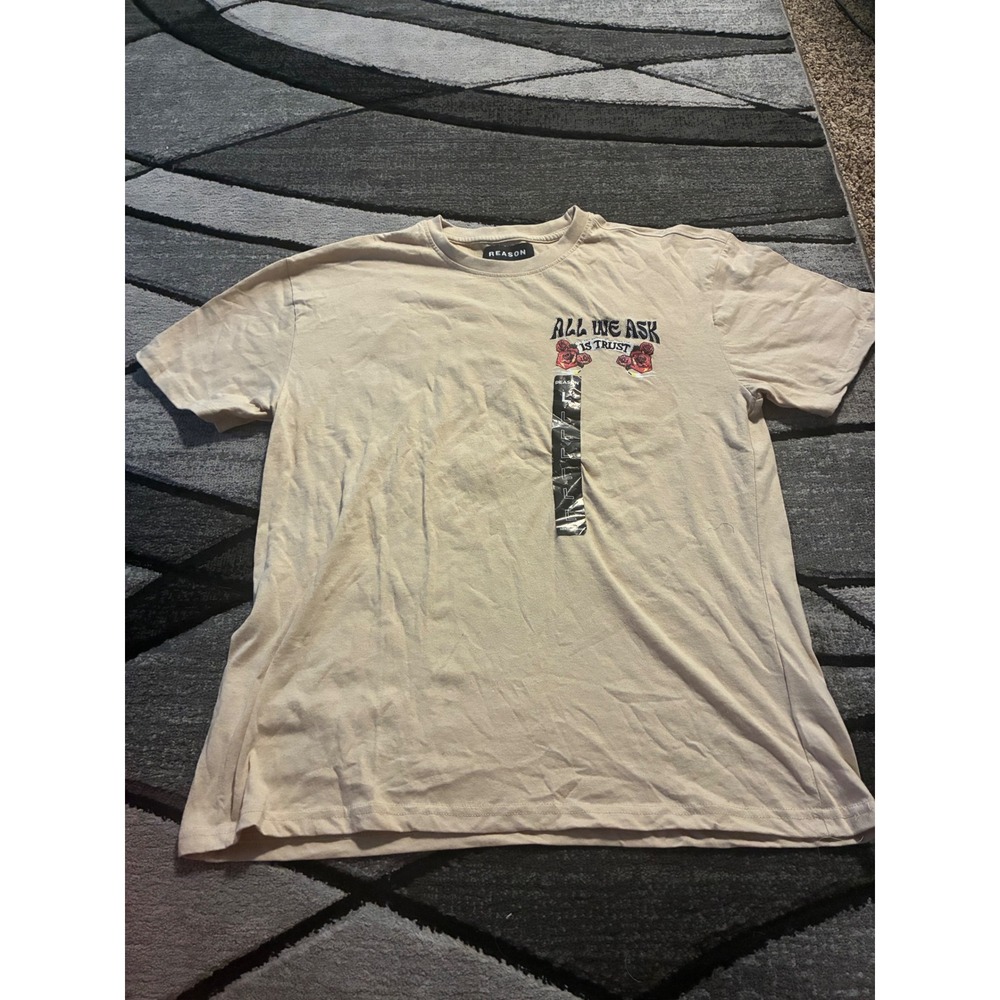 Reason Brand All We Ask Is Trust Snake Graphic Tee Tan Beige Large SP25-15
